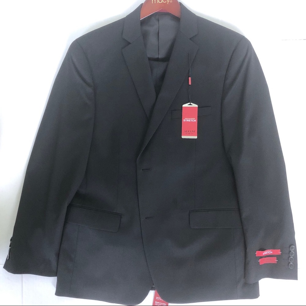 Alfani NEW Black Slim Fit Suit 42R/34W/32L
